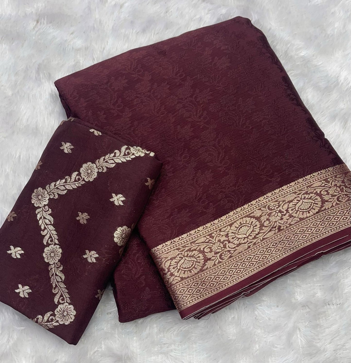 Viscose Chinon  saree