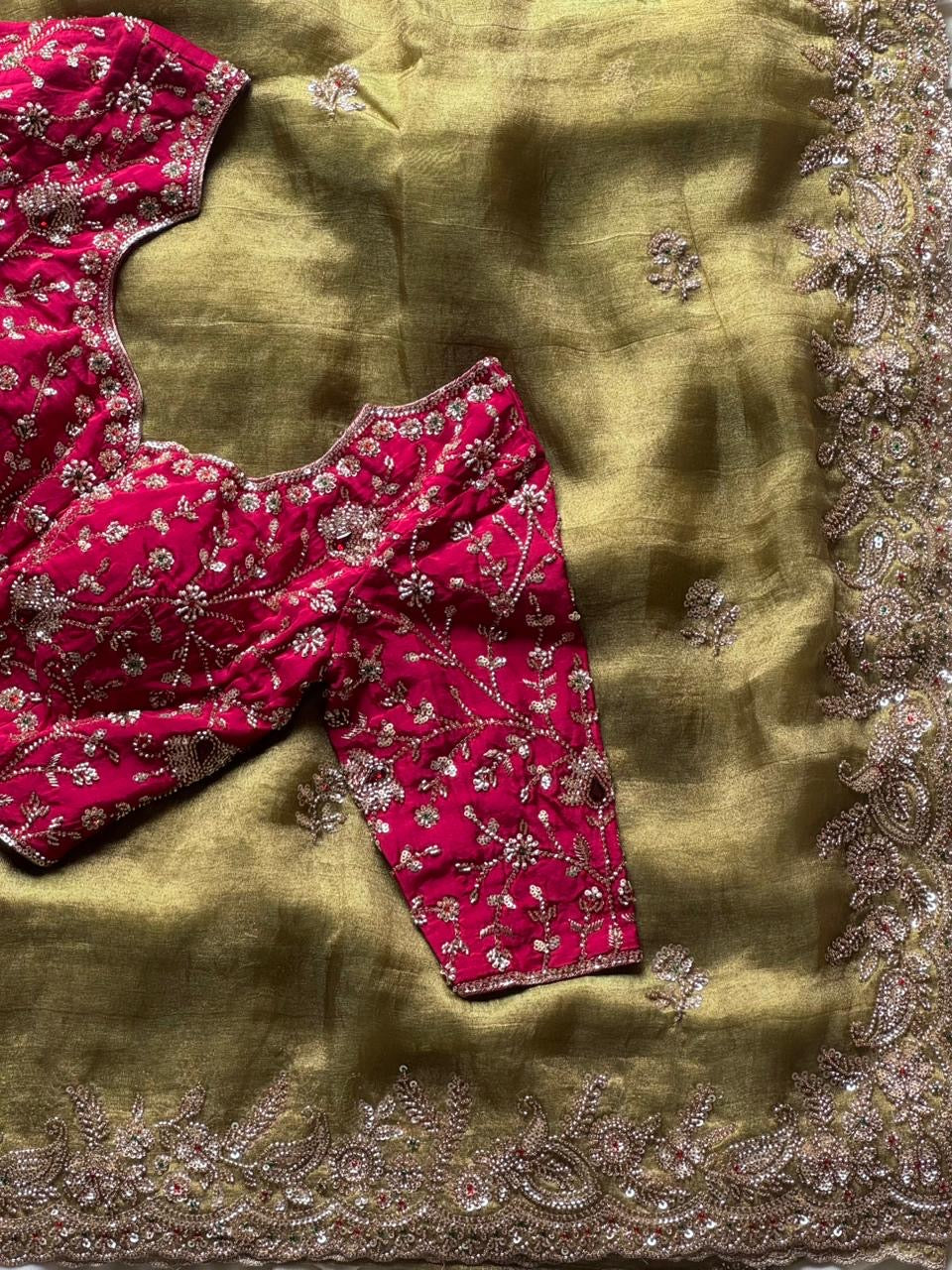 Tissue crepe silk saree