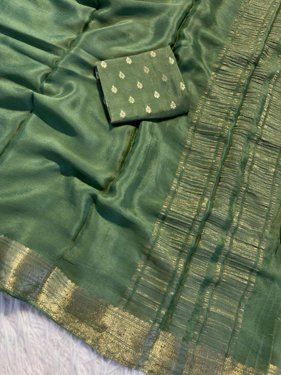 pure viscose soft Chinon saree