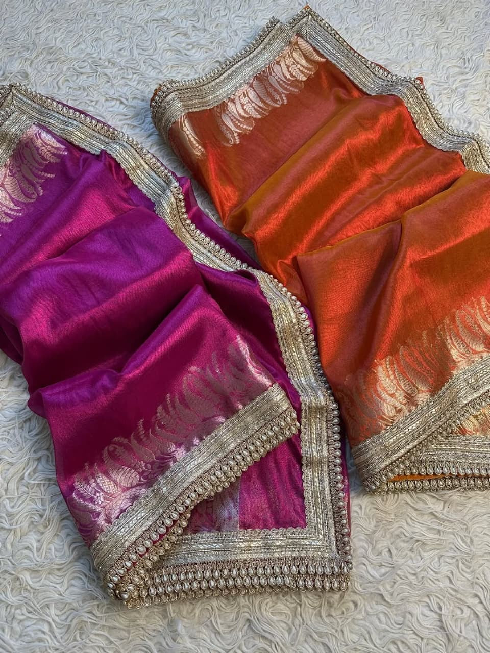 Banarasi Tissue Mirchi Border Soft saree