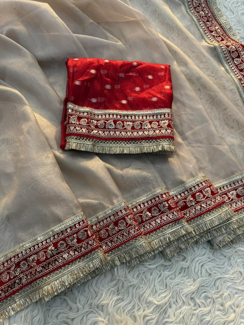 Premium plain tissue silk saree