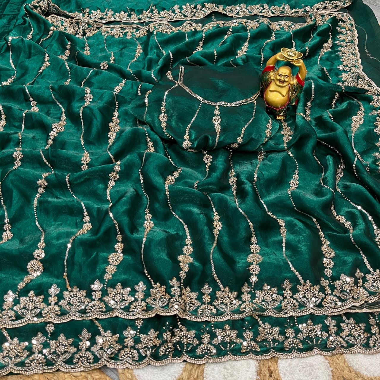 Space silk saree with sequence embroidery