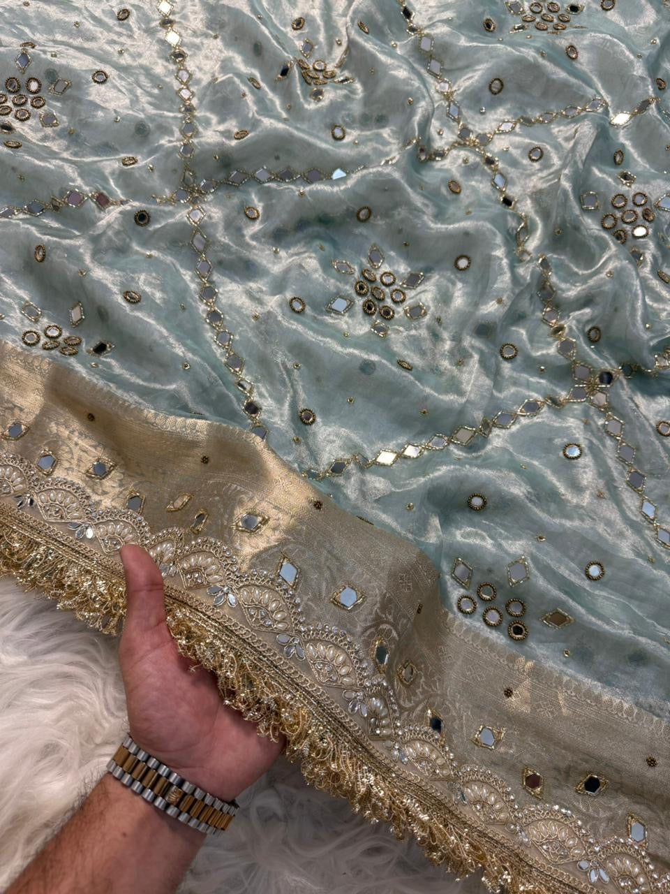 pure tissue silk with handwork