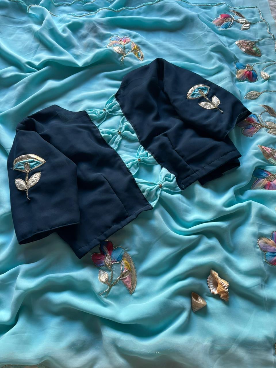 Georgette floral saree