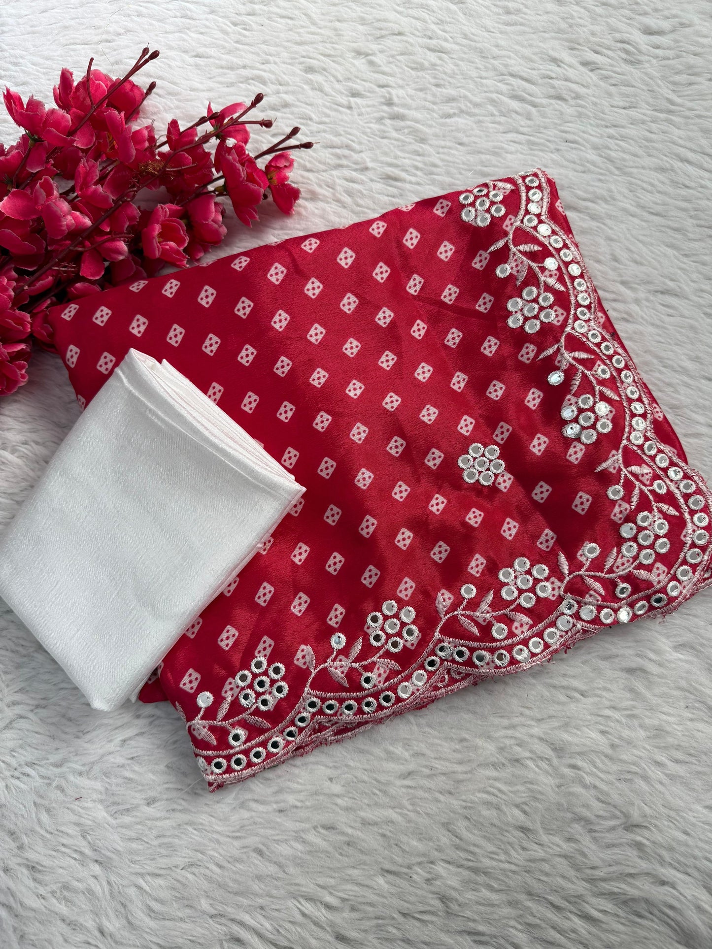 Beautiful Chinon fabrics Bandhej Print