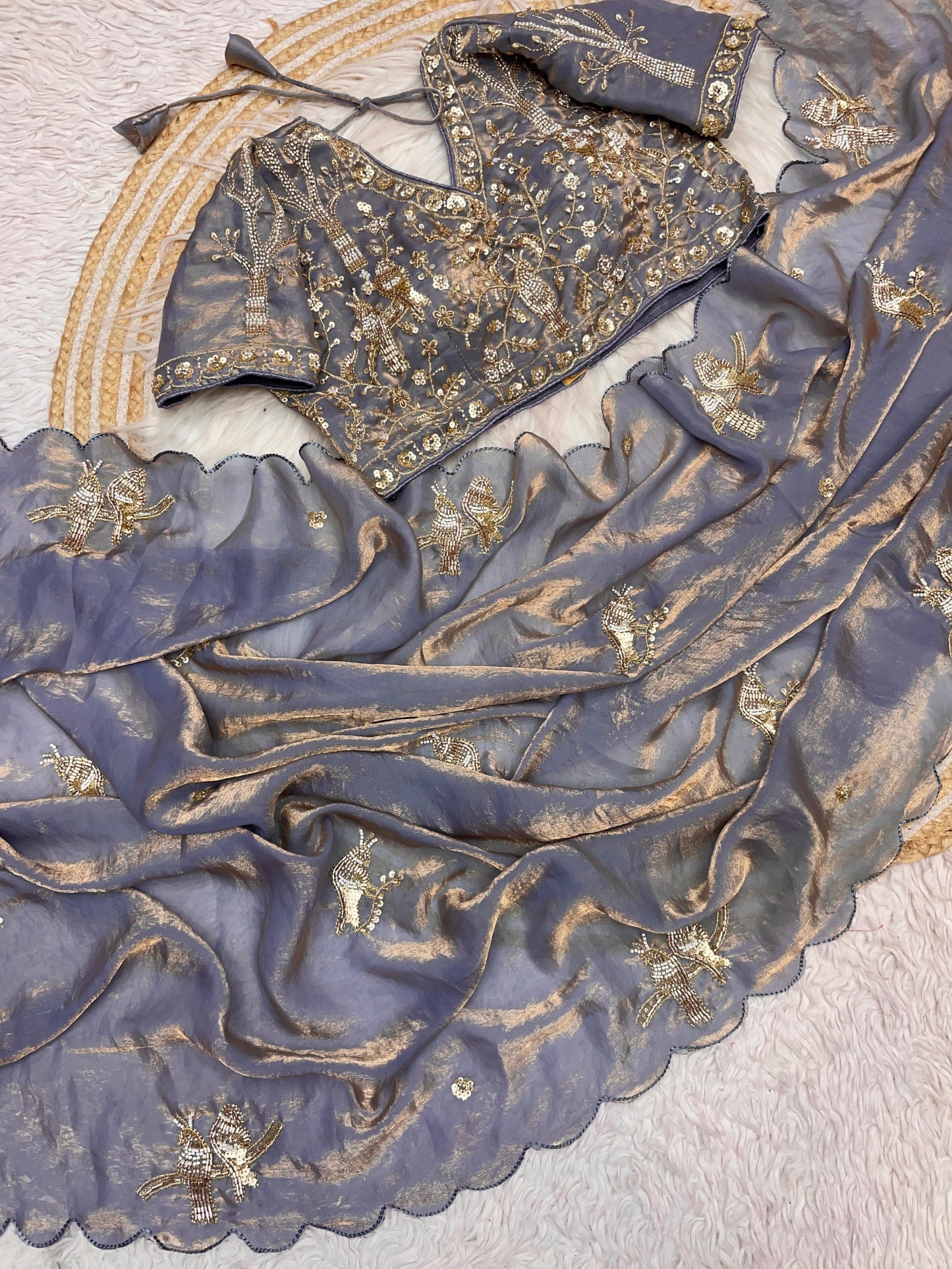 Fendi satin saree