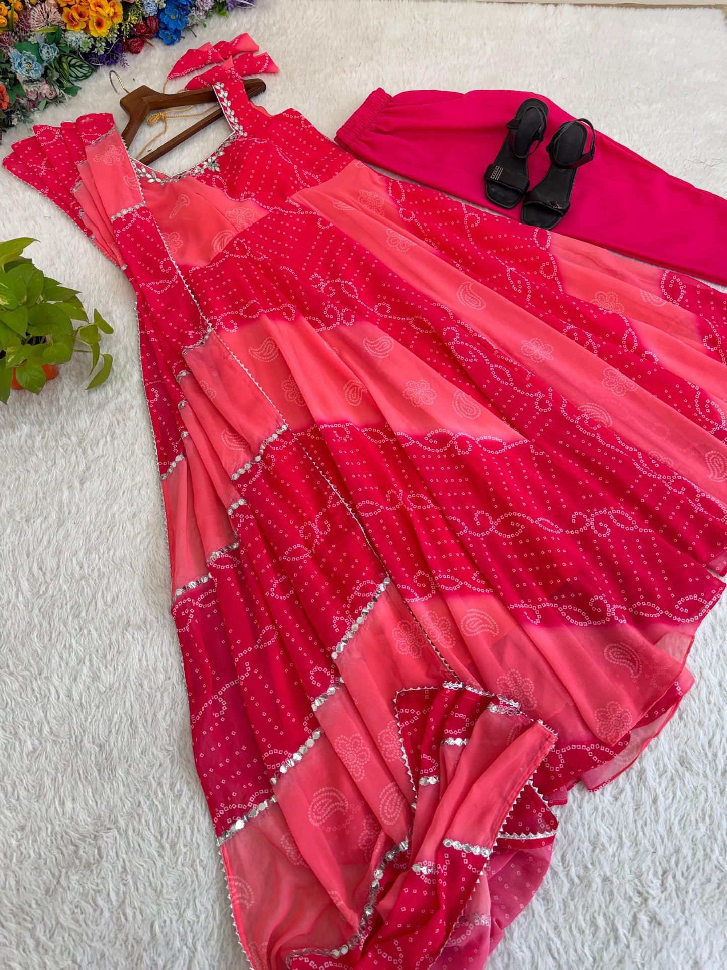 Gerorrget Chiffon Heavy Fox Digital Print gown
