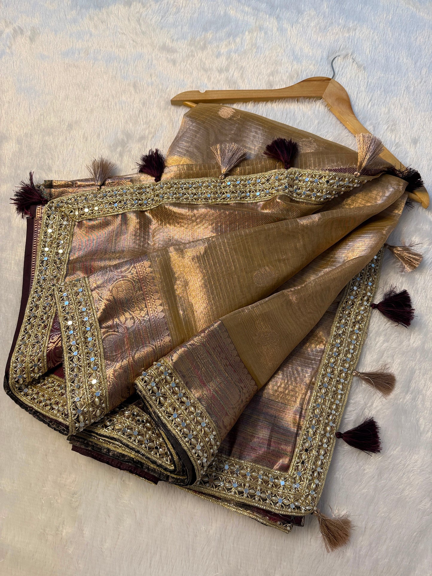Banarasi Multi Colour Border Tissue Soft Silk Saree