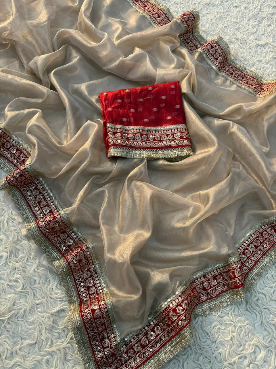 Premium plain tissue silk saree