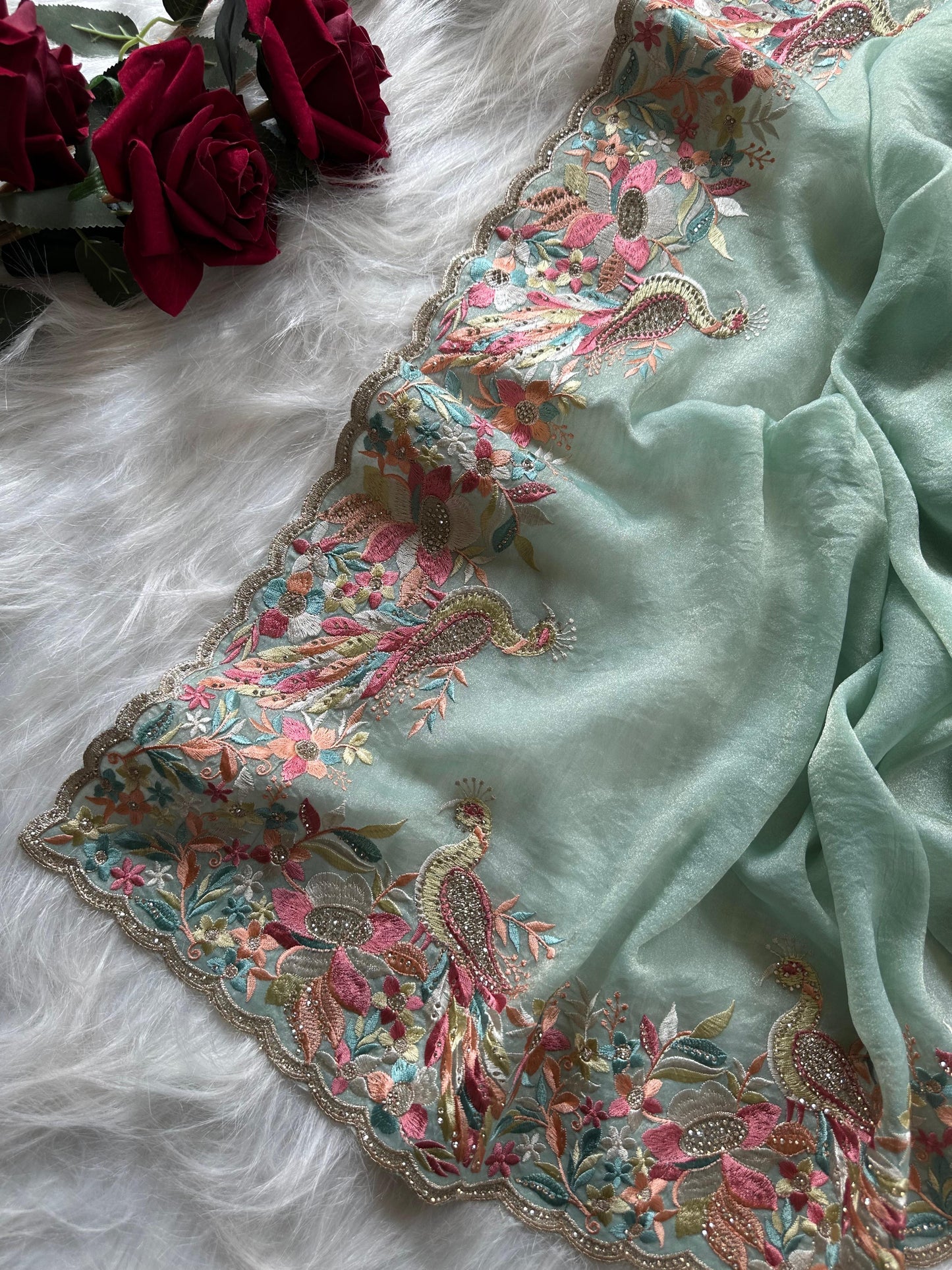 Premium moss chiffon saree