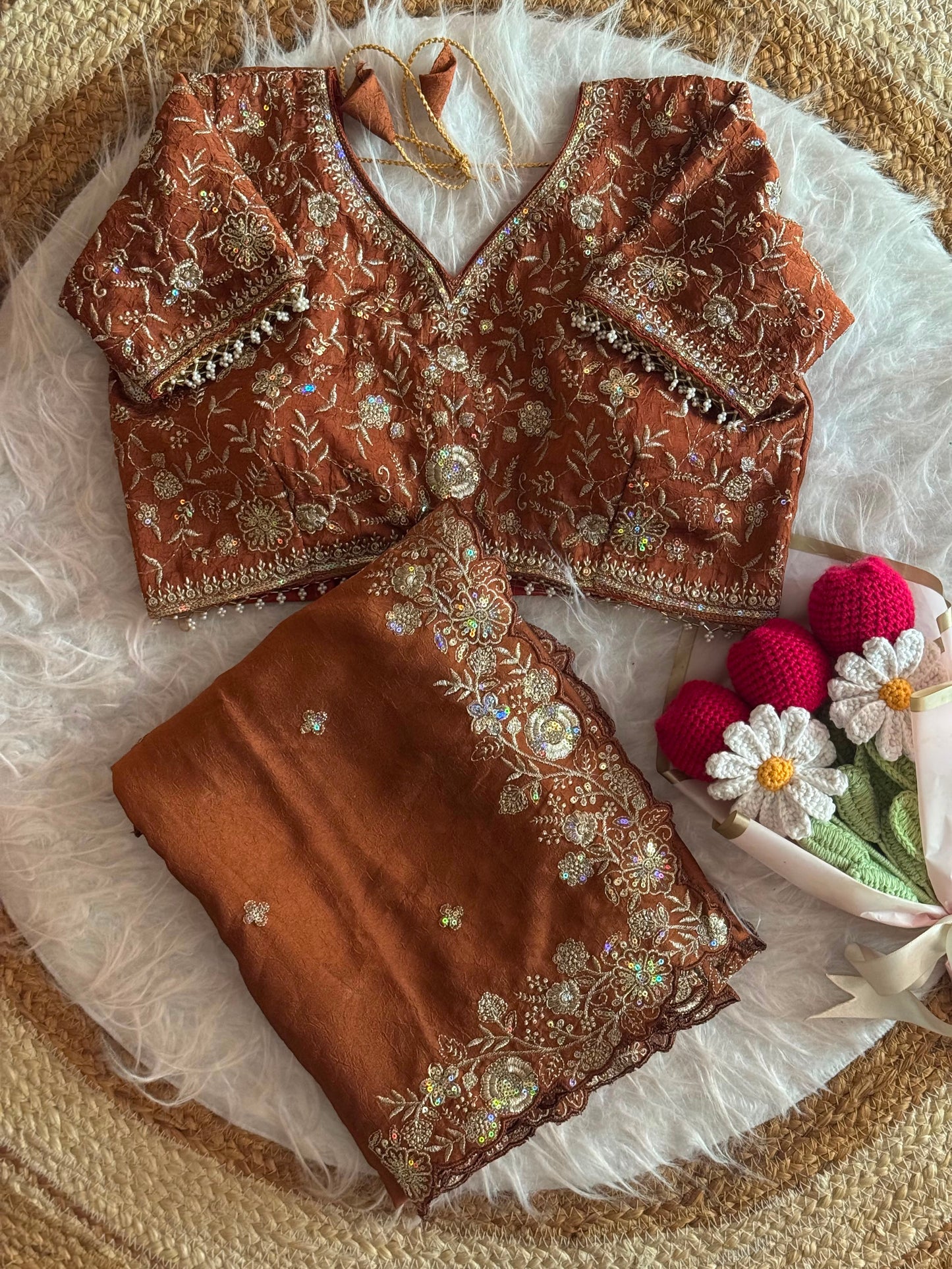 Crush silk saree