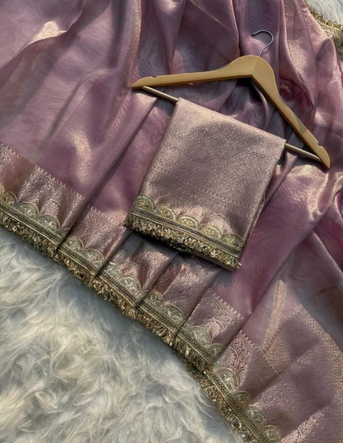Glass tissue silk saree