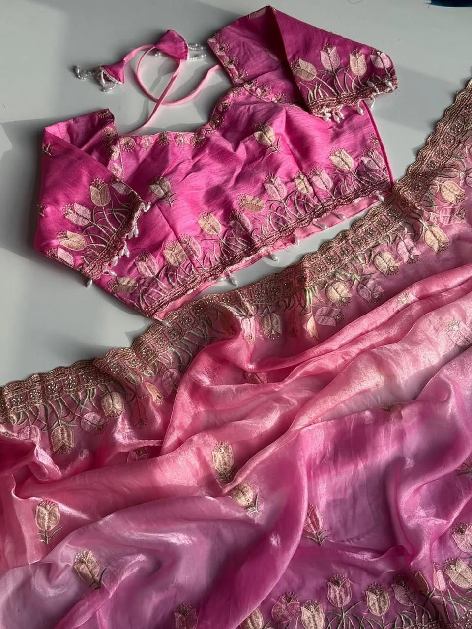 Soft satin silk saree