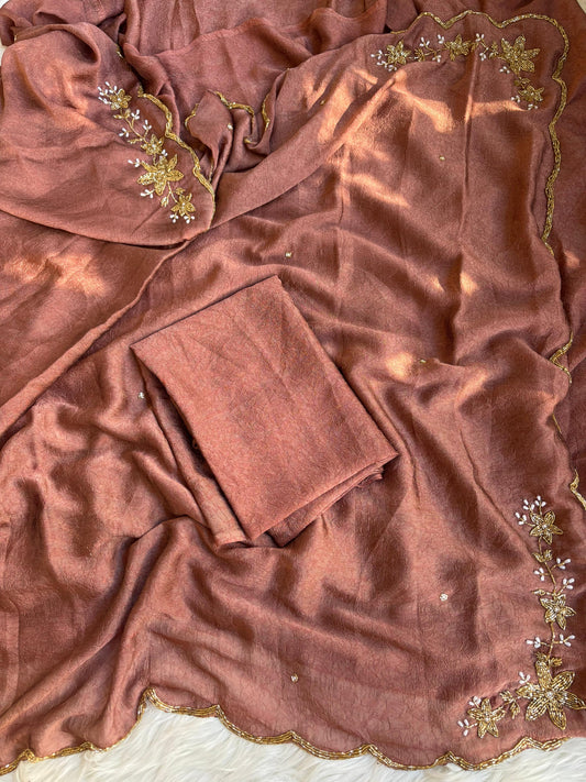 Soft rangoli crush saree fabric