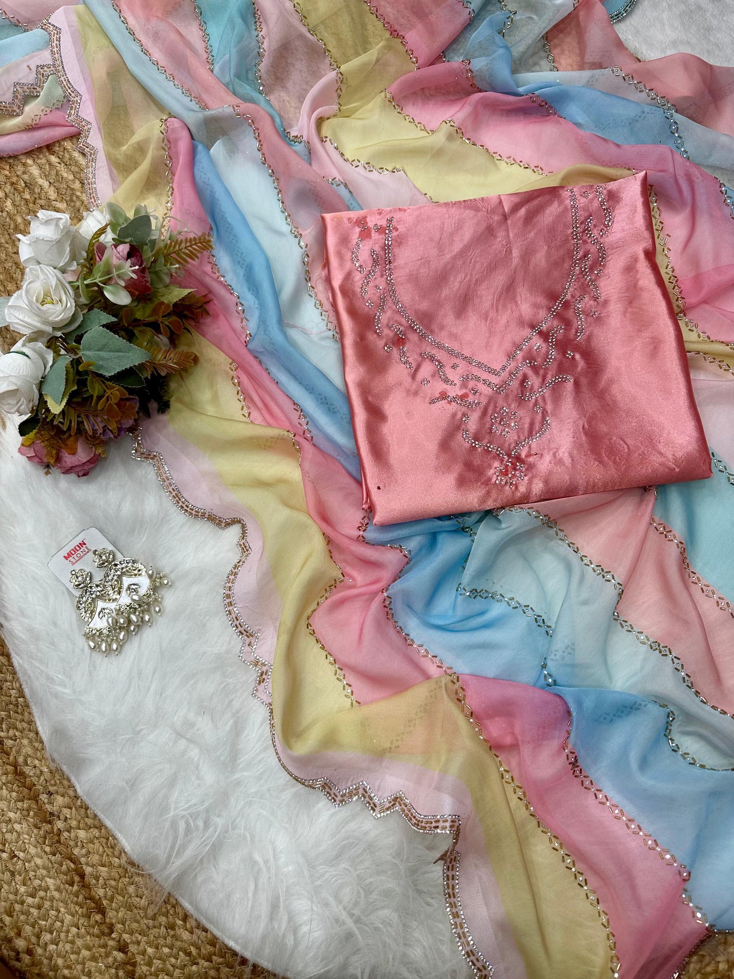 soft silk with digital printed multicolour saree