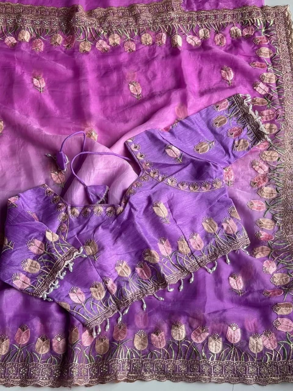 Soft satin silk saree