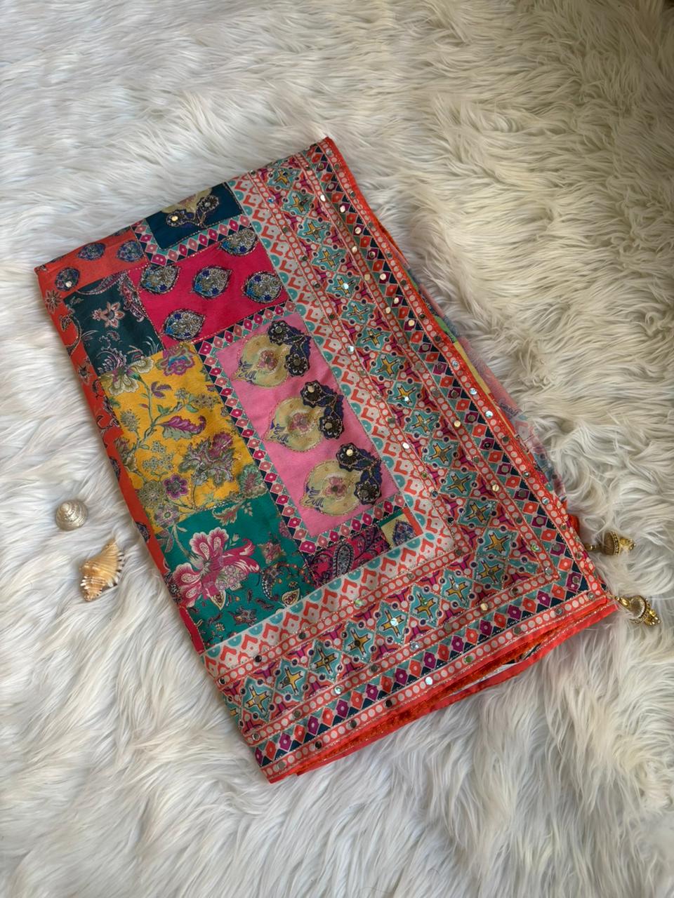 Soft Chinnon with beautiful print