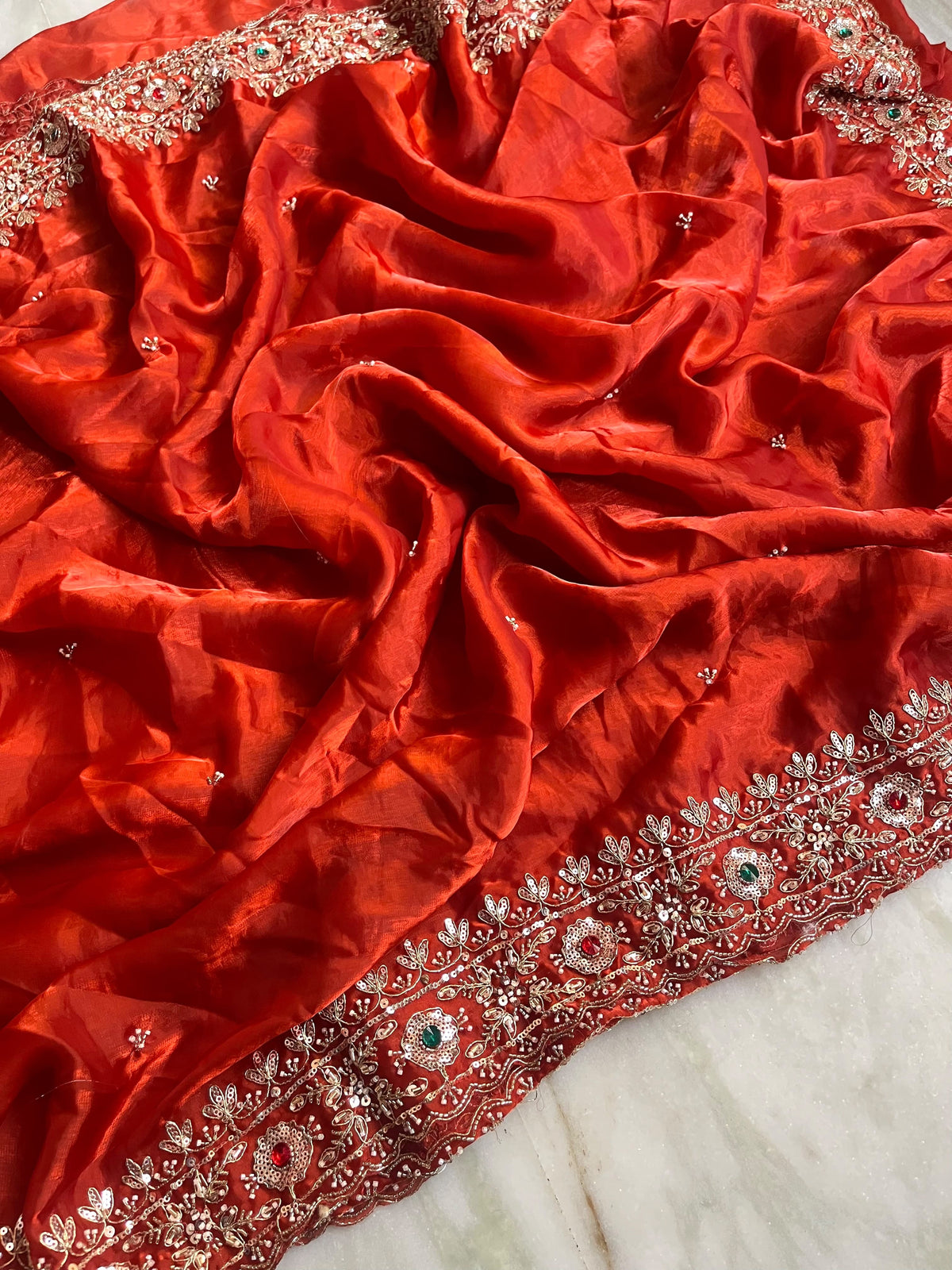 Pure satin silk saree