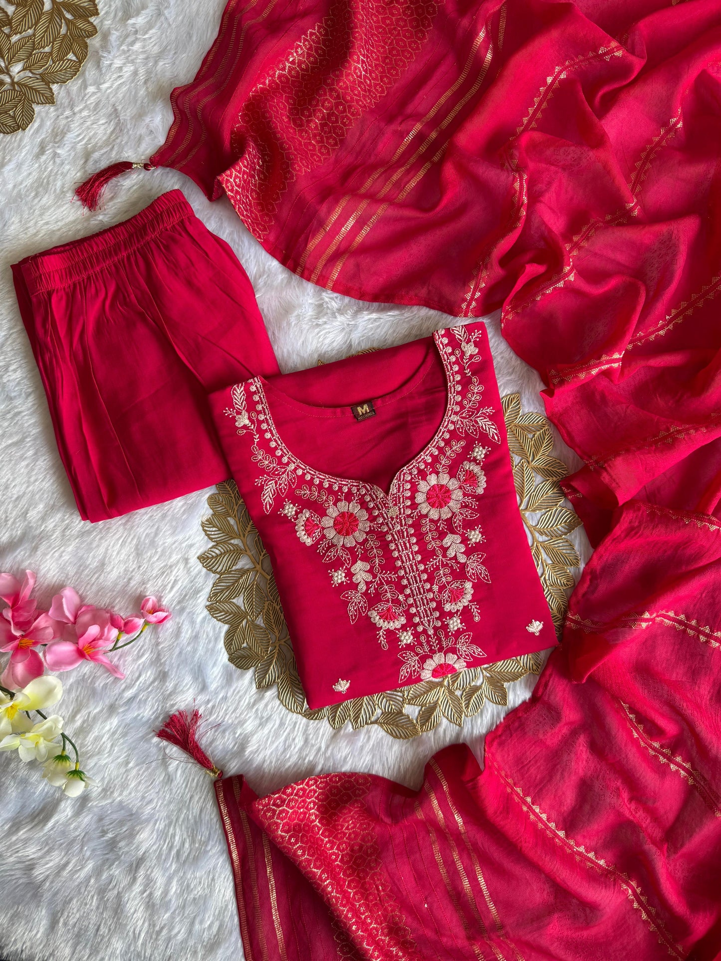 Roman Silk with Beautiful Embroidery kurta set