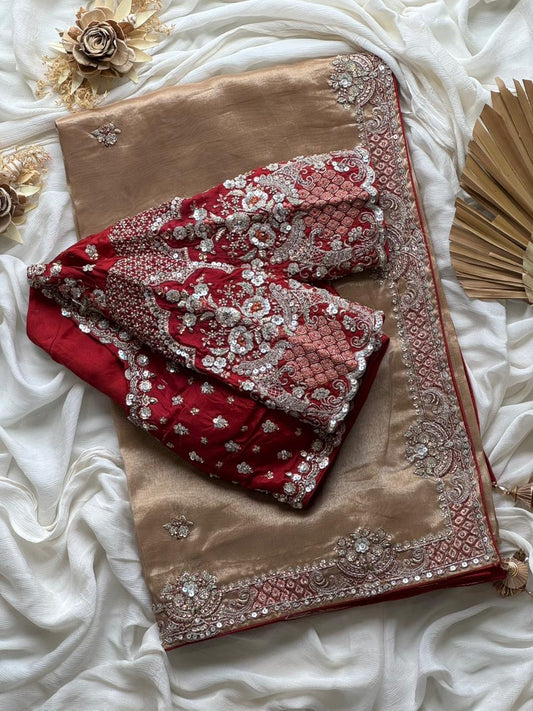 Tissue crepe silk saree