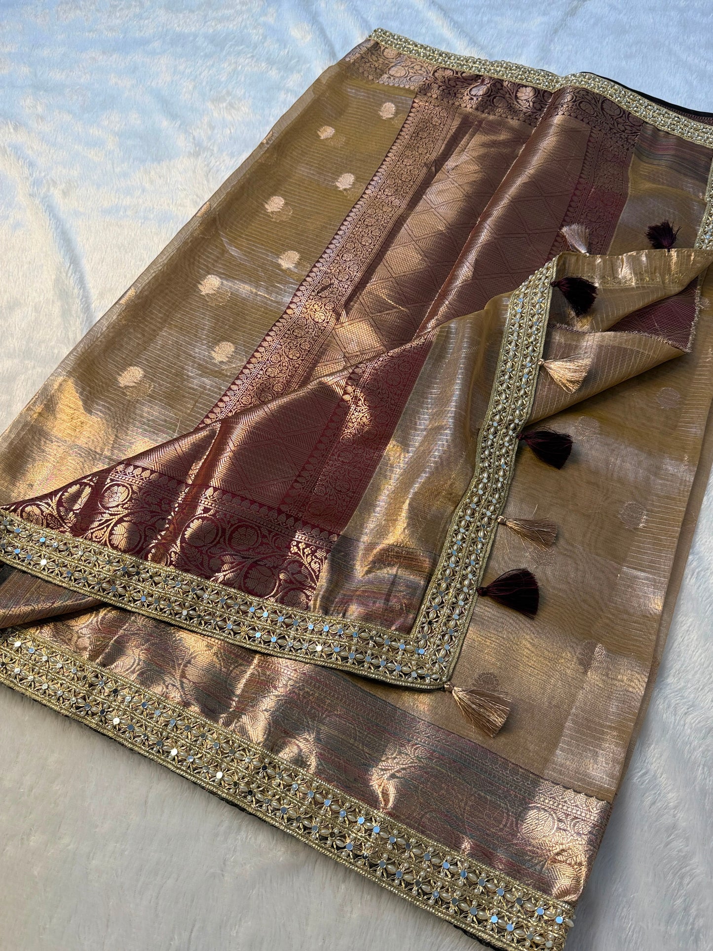 Banarasi Multi Colour Border Tissue Soft Silk Saree