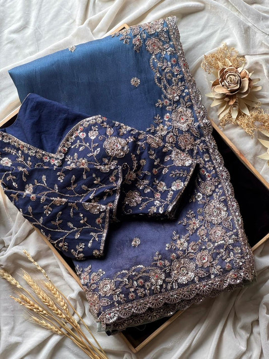 Tissue crepe silk saree