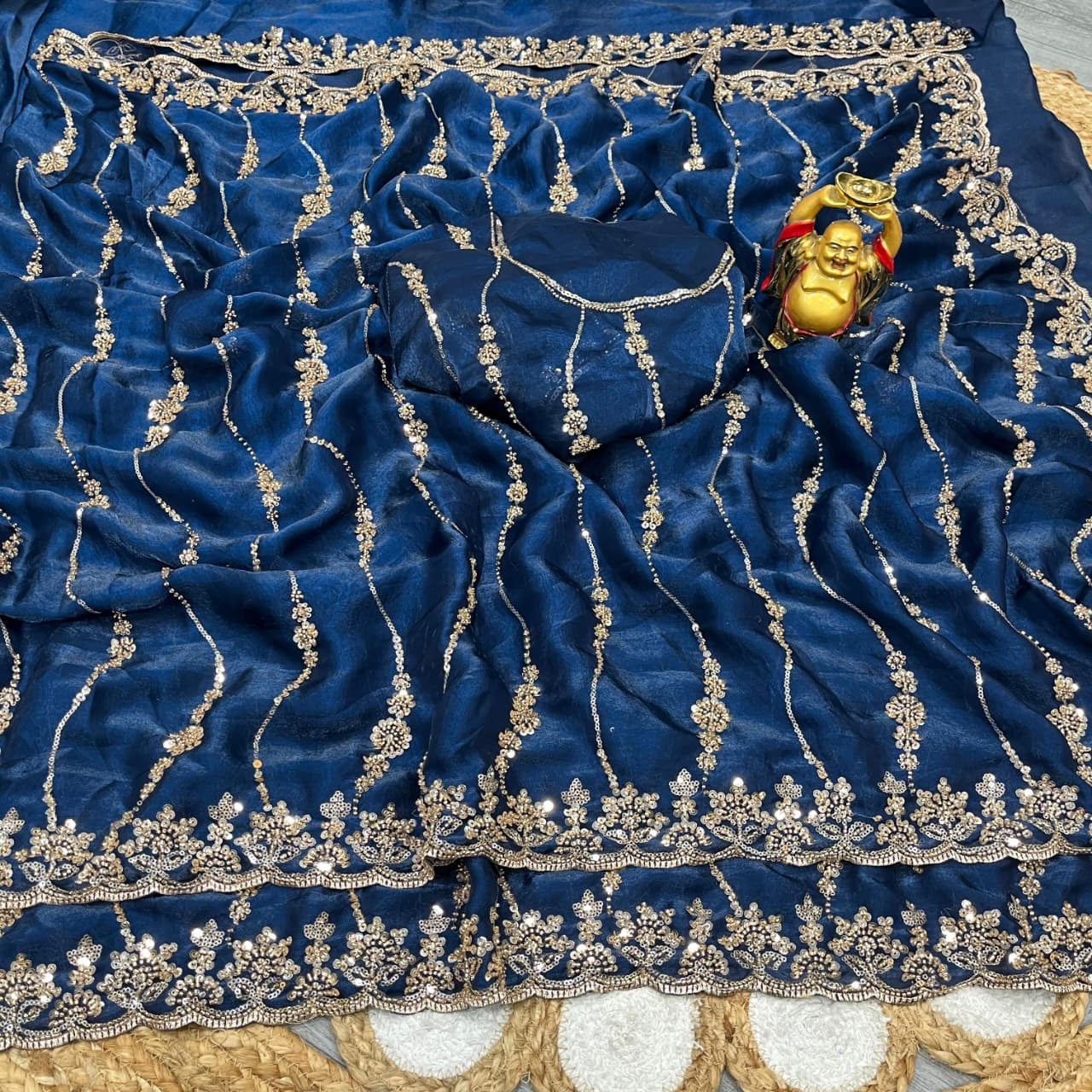 Space silk saree with sequence embroidery