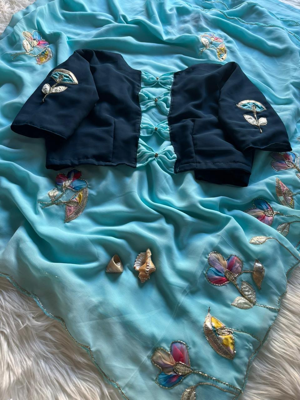 Georgette floral saree