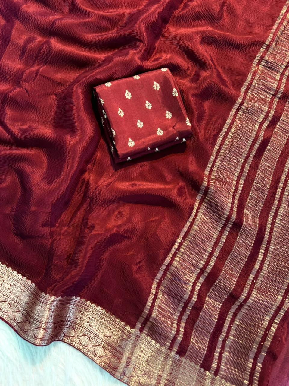 pure viscose soft Chinon saree