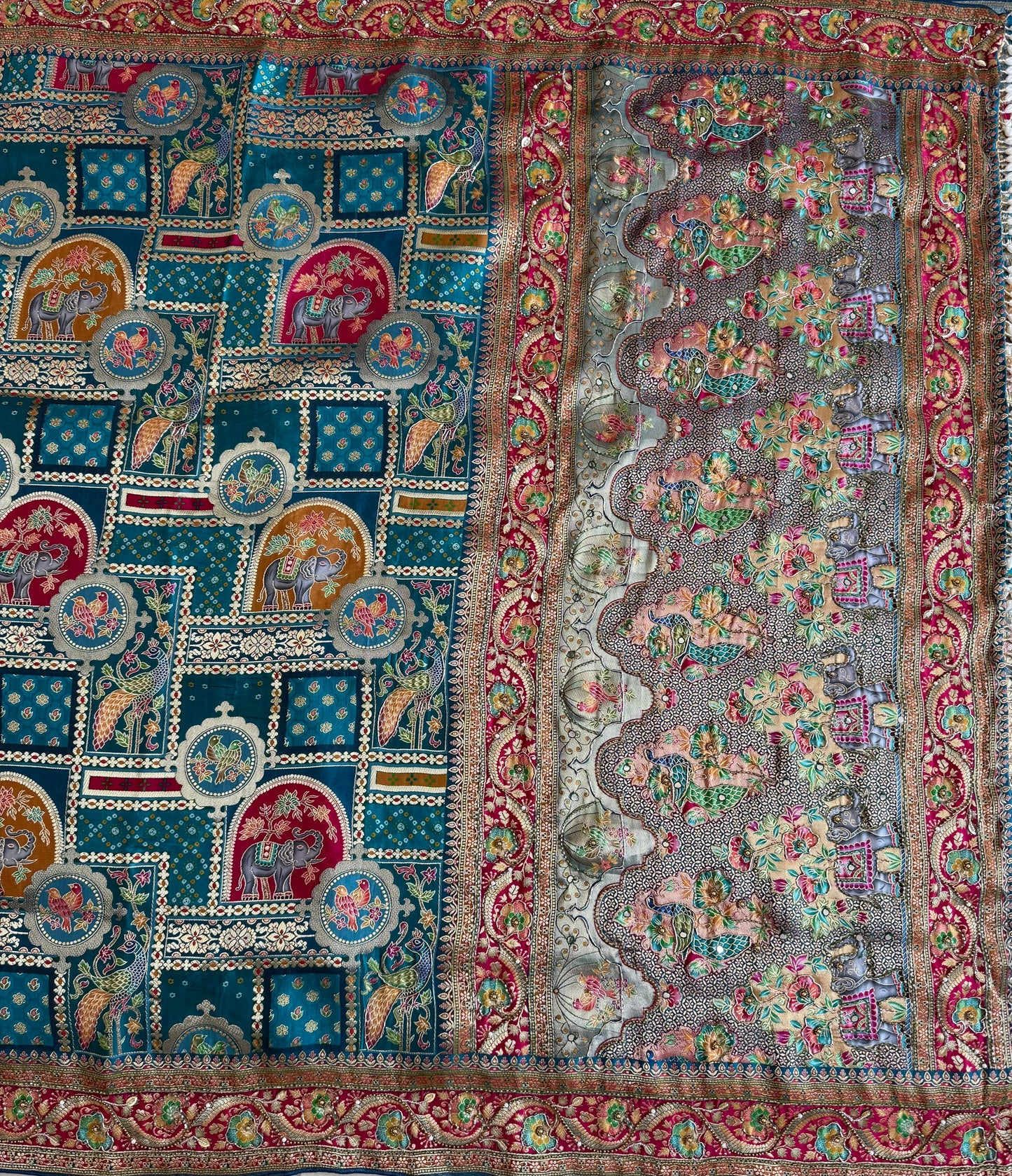 Heavy Pashmina Silk Saree With Zari Weaving Design