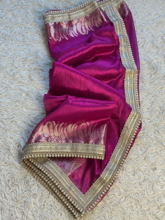 Banarasi Tissue Mirchi Border Soft saree