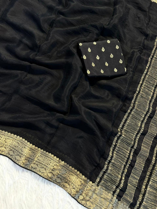 pure viscose soft Chinon saree