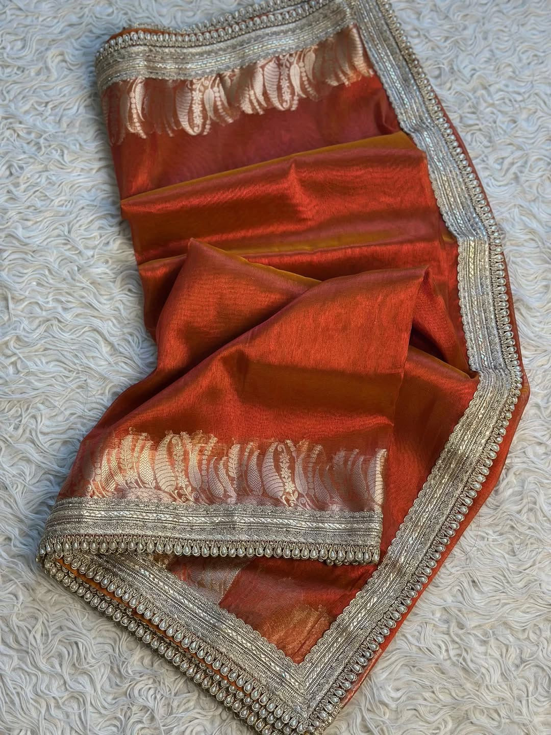 Banarasi Tissue Mirchi Border Soft saree
