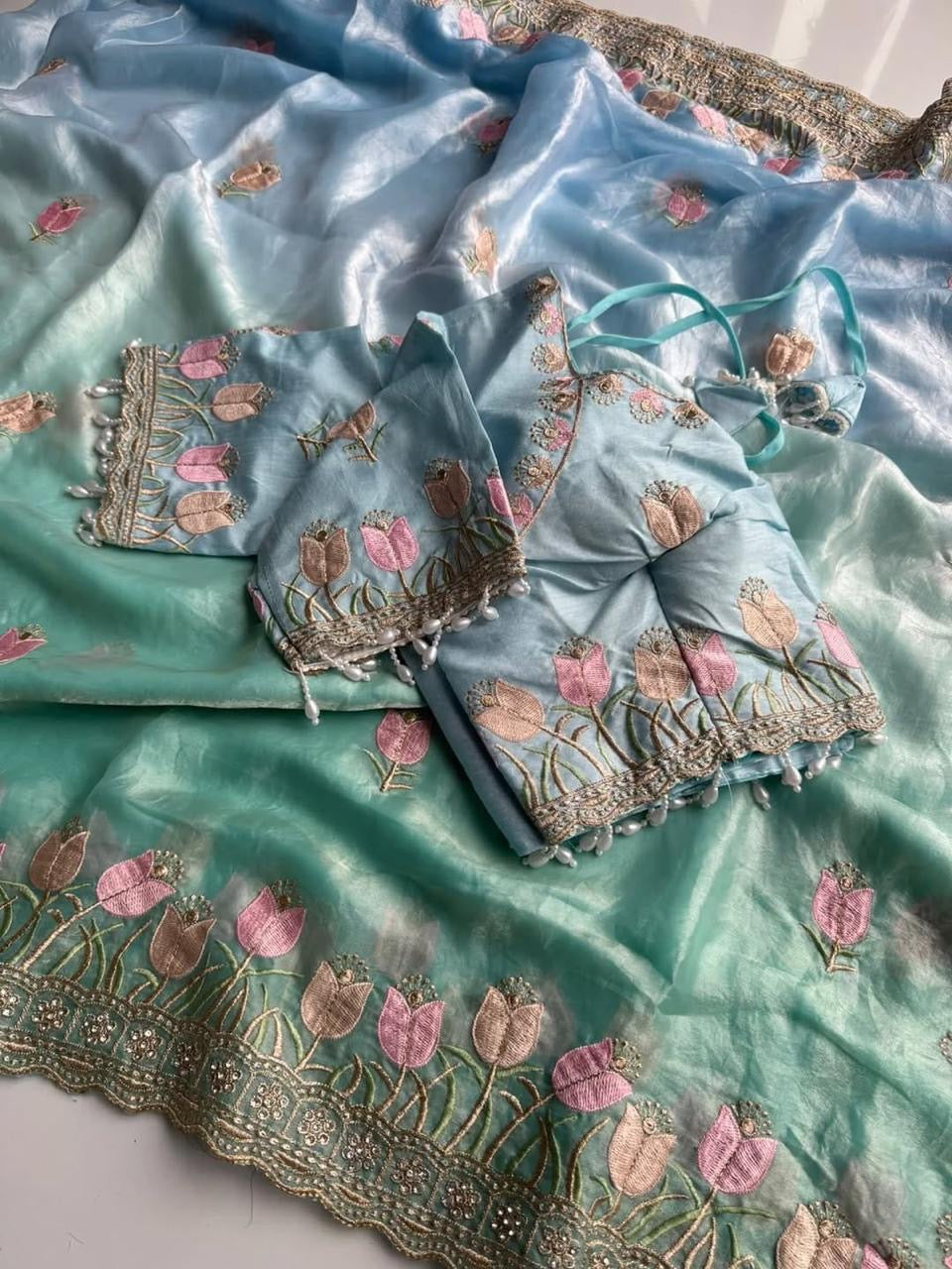 Soft satin silk saree
