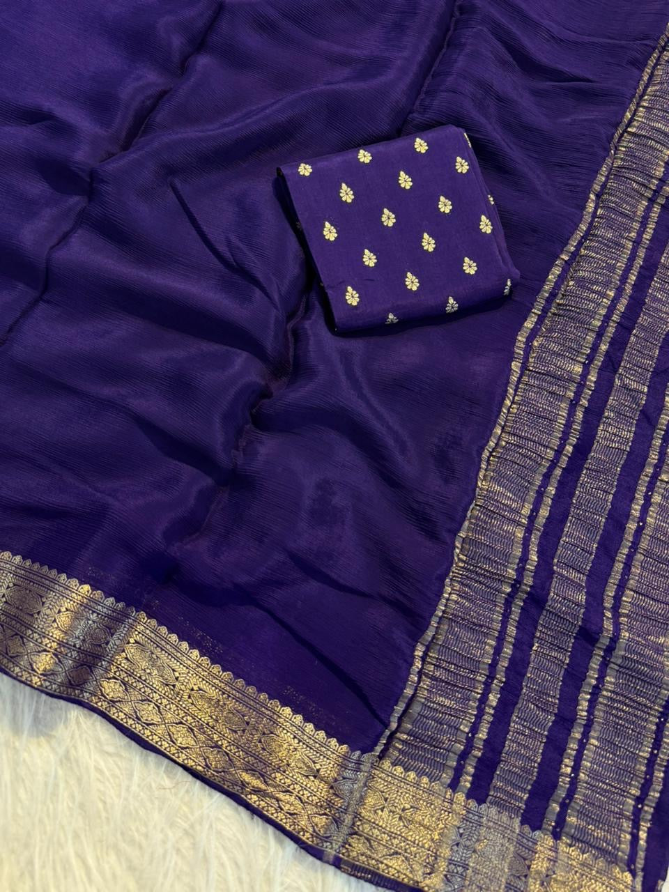 pure viscose soft Chinon saree