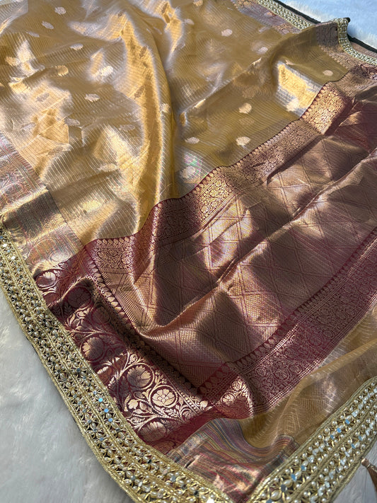 Banarasi Multi Colour Border Tissue Soft Silk Saree