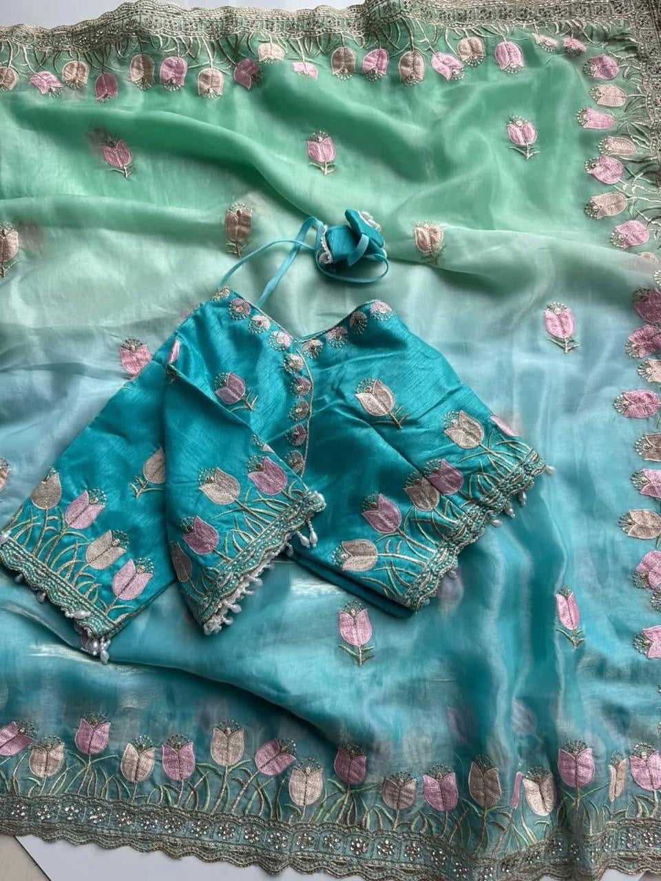 Soft satin silk saree