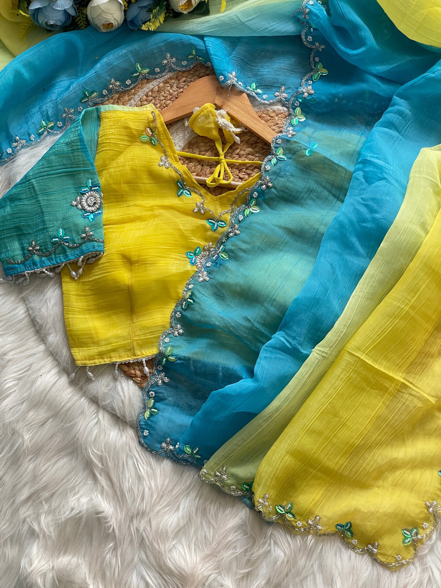 Pure soft crunchy pedding silk saree