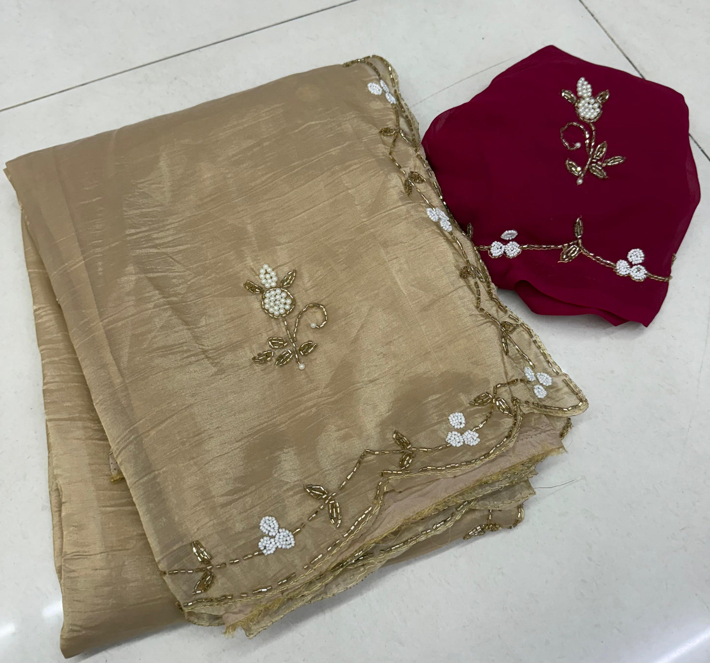 Premium Candy Crush Tissue Saree