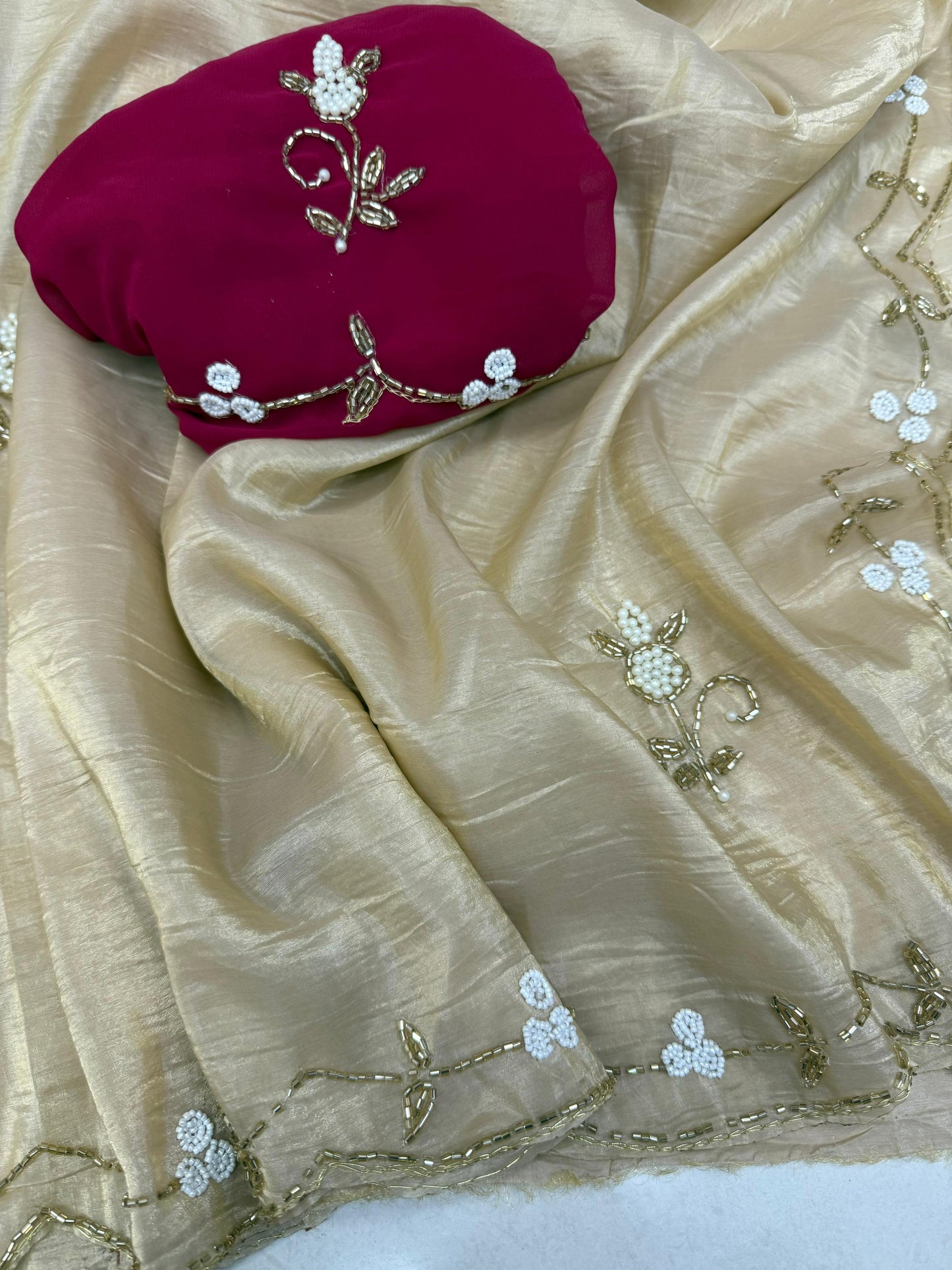 Premium Candy Crush Tissue Saree