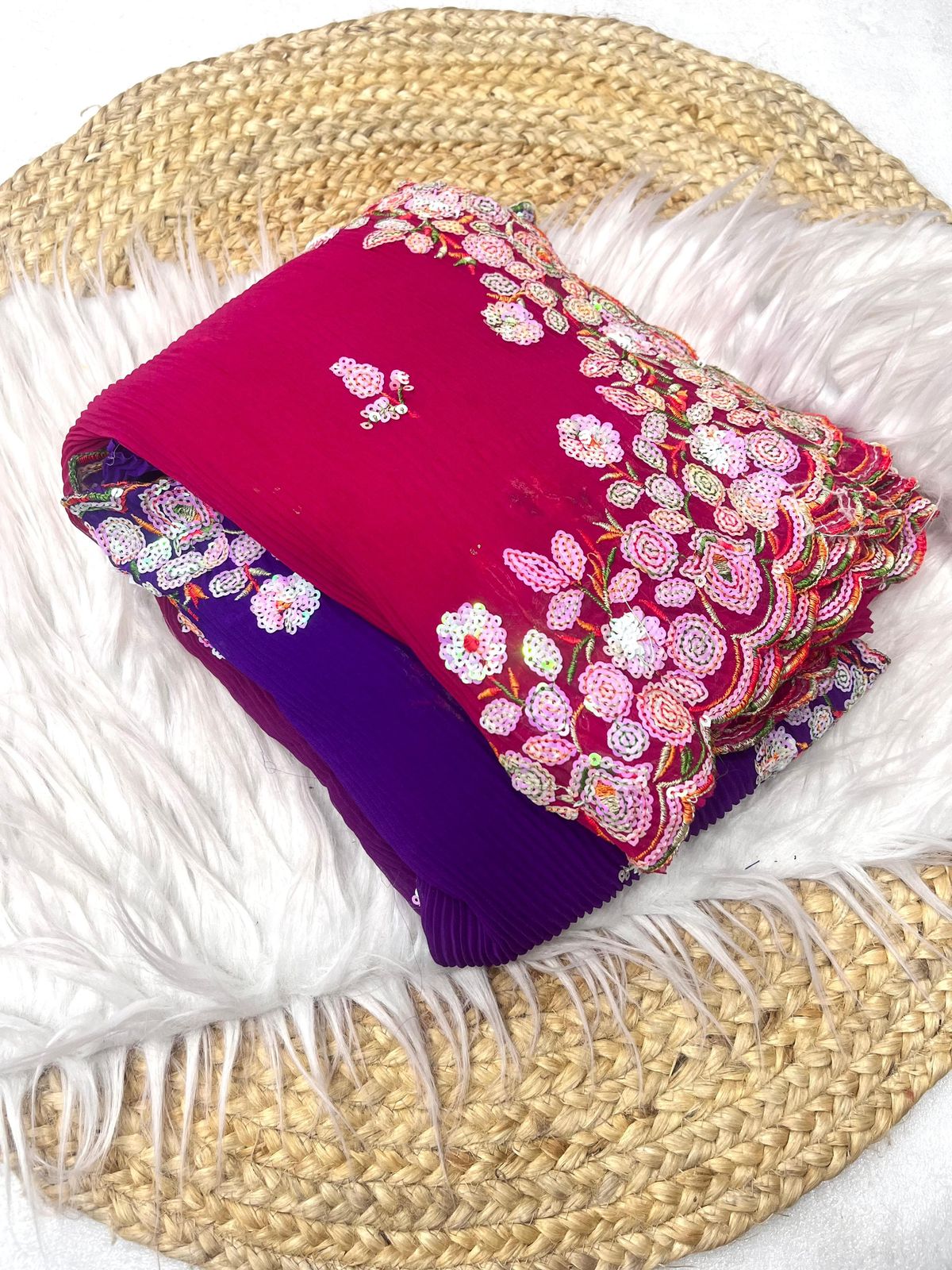 Pure Georgette Crushed Fabric Saree