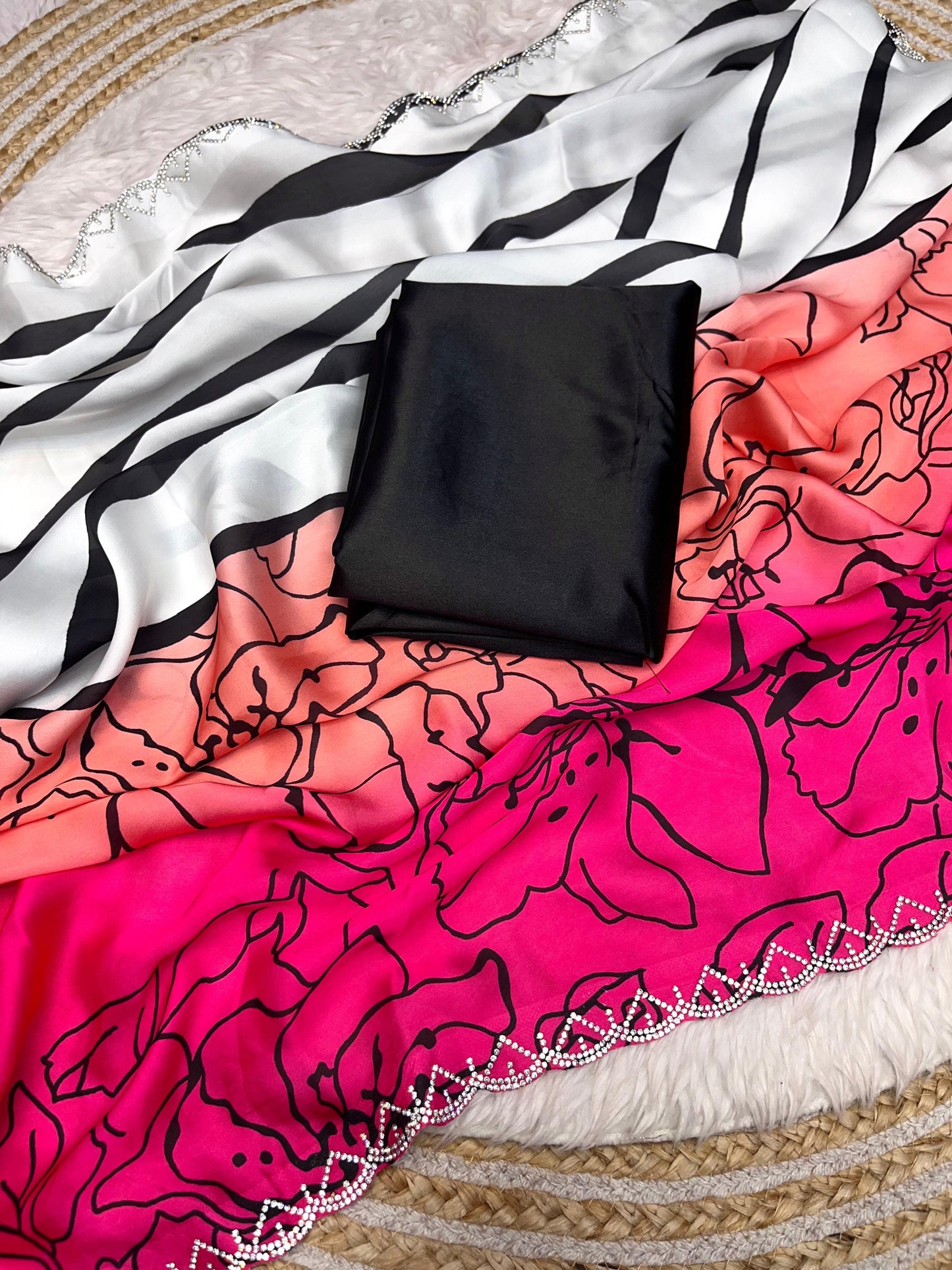 Soft Sattin Gorgettte Saree