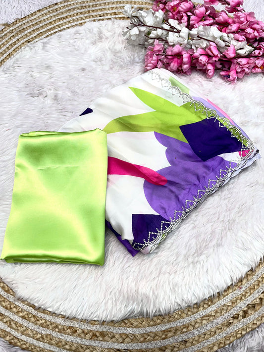 Soft Sattin Gorgettte Saree