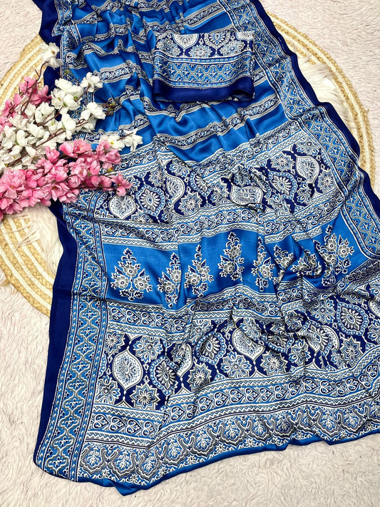 Pure Ajrak modal silk printed Saree