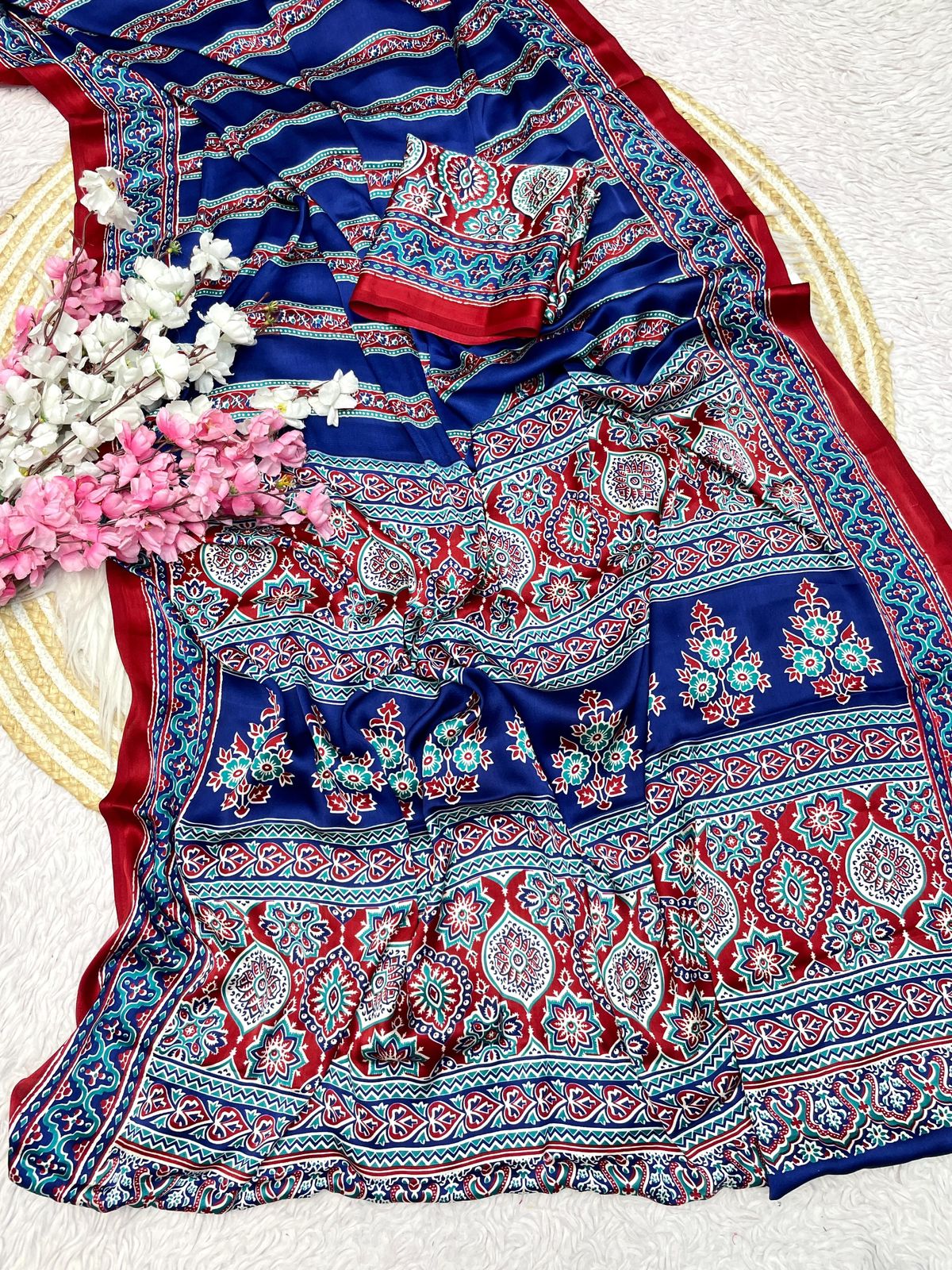 Pure Ajrak modal silk printed Saree