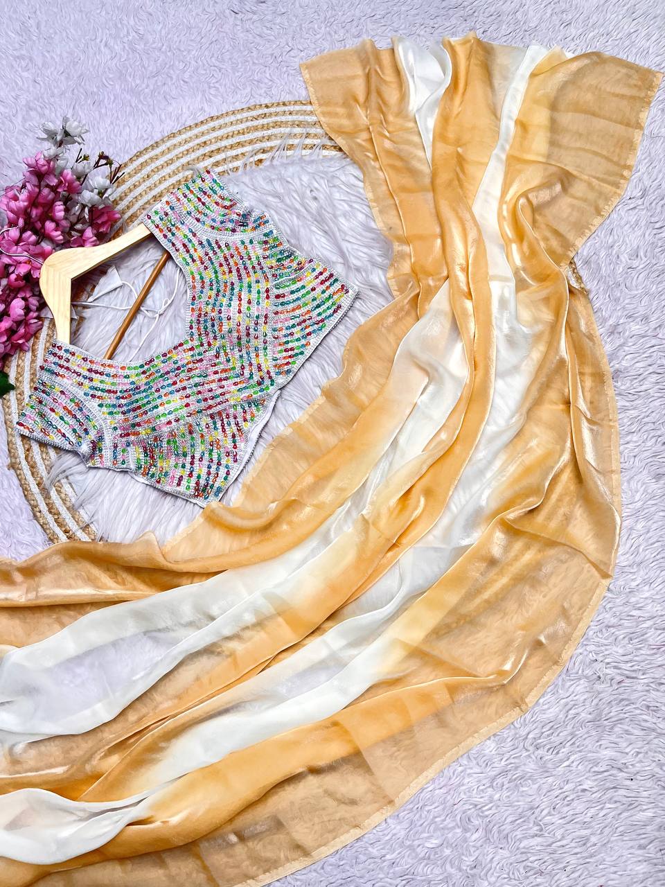 Pure soft fendi sattin padding saree.