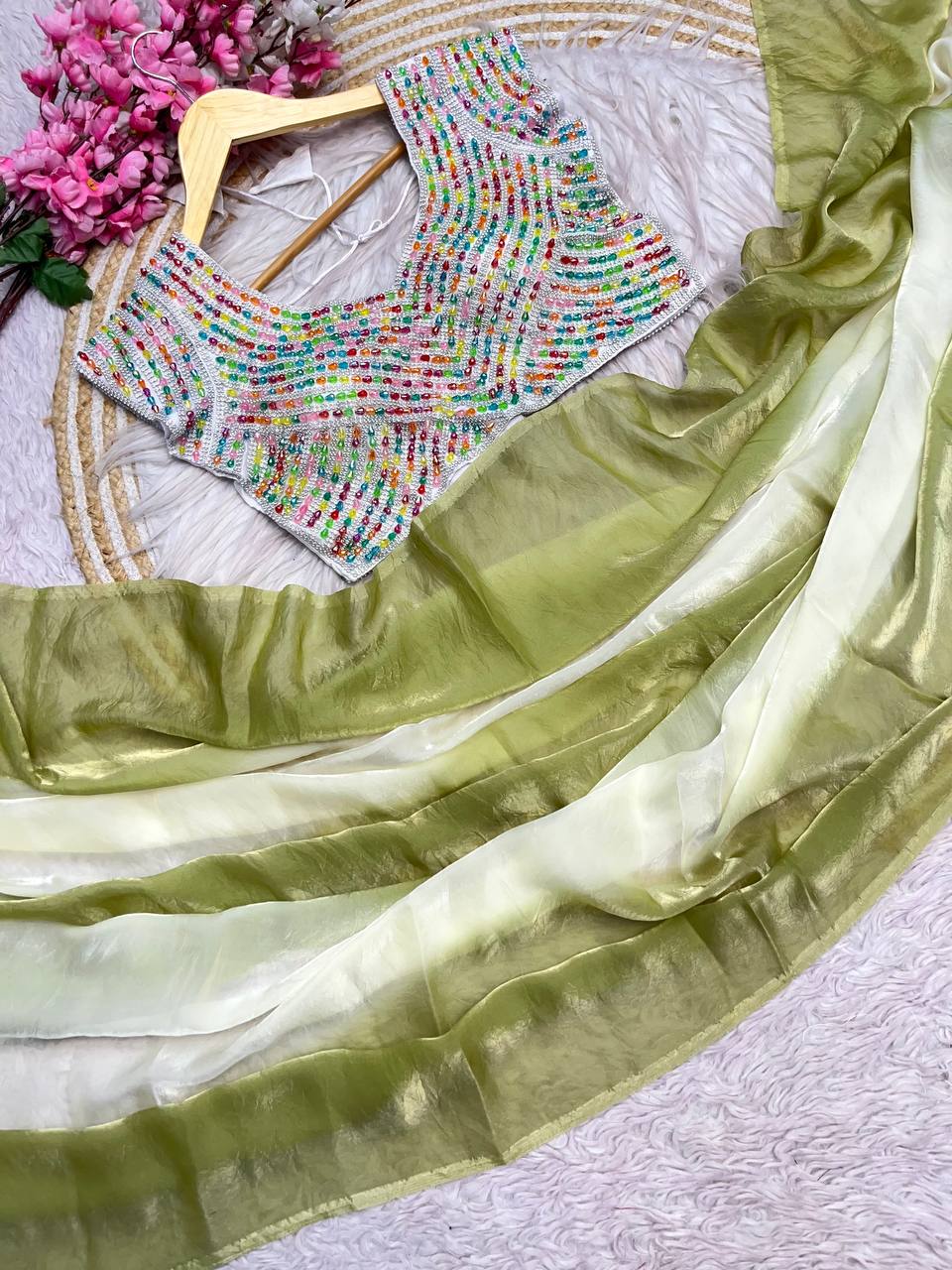 Pure soft fendi sattin padding saree.