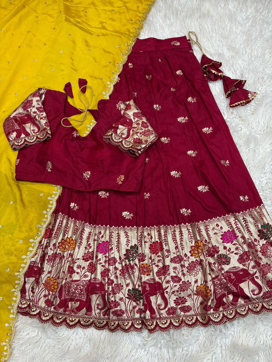 Half saree fully stitched lehanga