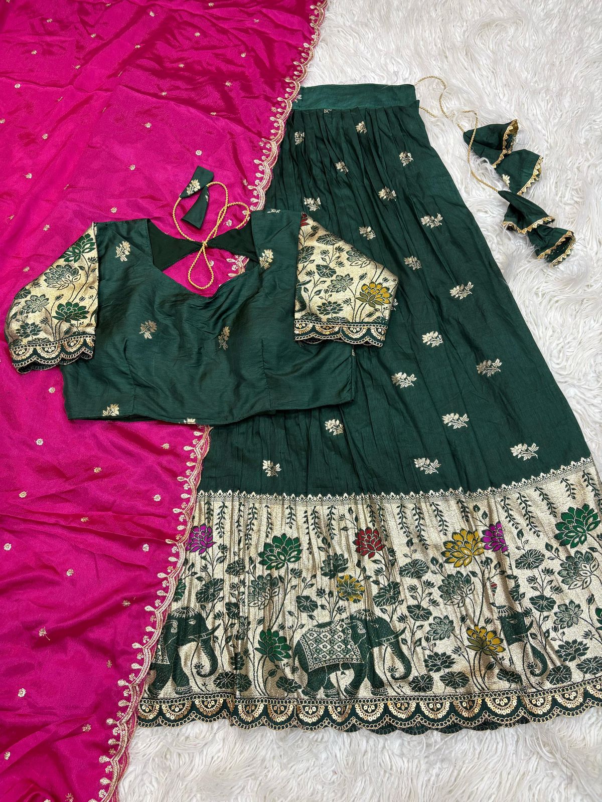 Half saree fully stitched lehanga