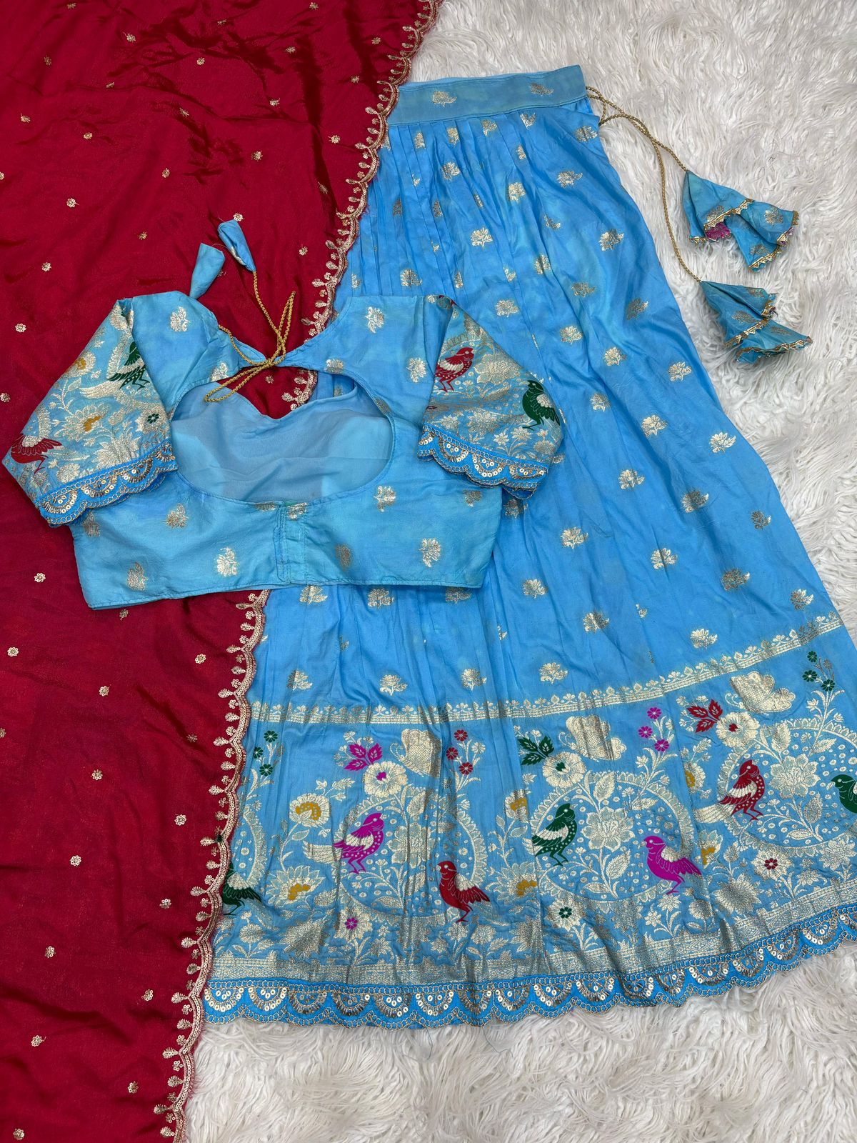 Half saree fully stitched lehanga